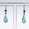 Opal Earrings Tear Drop Inlaid Design Lever Backs