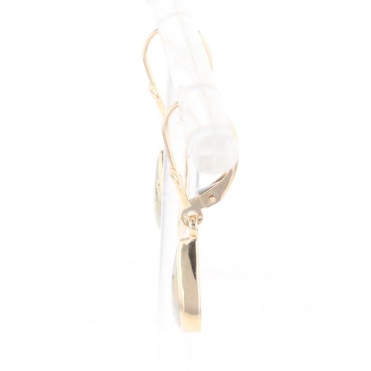Gold Quartz Earrings Tear Drop Inlaid Lever Backs - G2