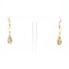 Gold Quartz Earrings Tear Drop Inlaid Lever Backs