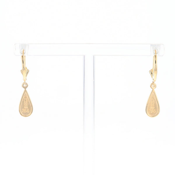 Gold Quartz Earrings Tear Drop Inlaid Lever Backs