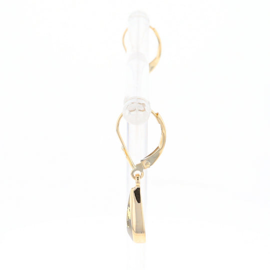 Gold Quartz Earrings Tear Drop Inlaid Lever Backs