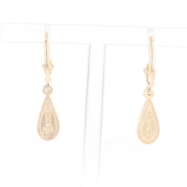 Gold Quartz Earrings Tear Drop Inlaid Lever Backs - G3