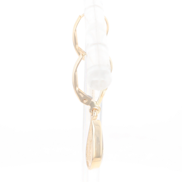 Gold Quartz Earrings Tear Drop Inlaid Lever Backs - G3