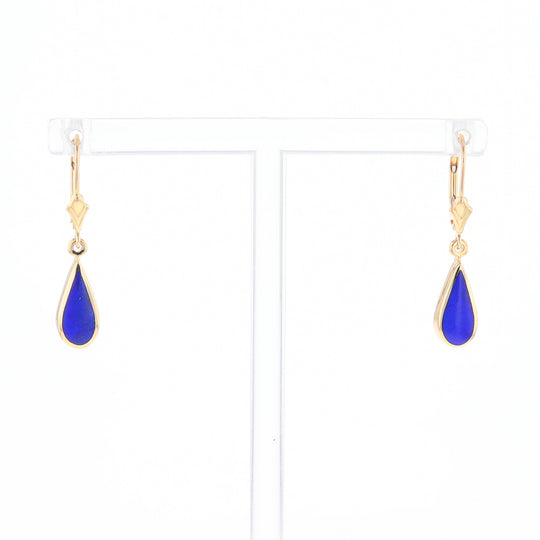 Lapis Tear Drop Inlaid Lever Backs