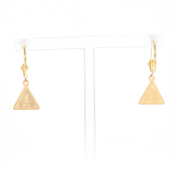 Gold Quartz Triangle Inlaid Earrings - G2