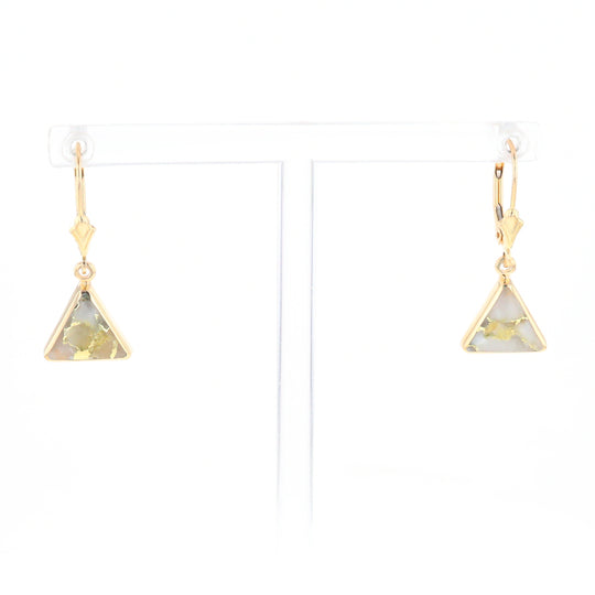 Gold Quartz Triangle Inlaid Earrings - G2