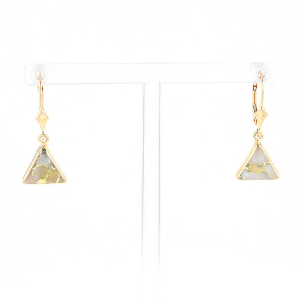 Gold Quartz Triangle Inlaid Earrings - G2