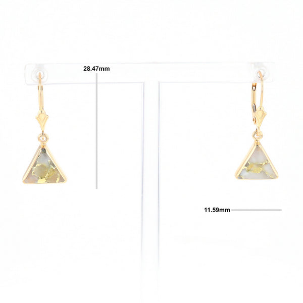 Gold Quartz Triangle Inlaid Earrings - G2