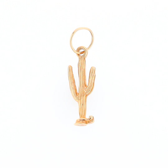 Small Gold Saguaro Cactus Figure Charm