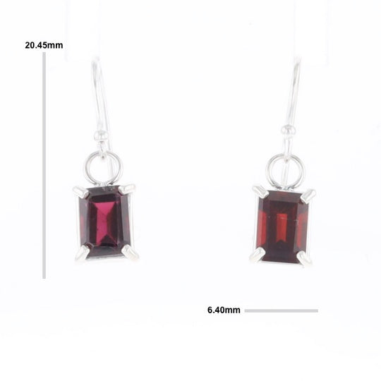 Emerald Cut Garnet Earrings