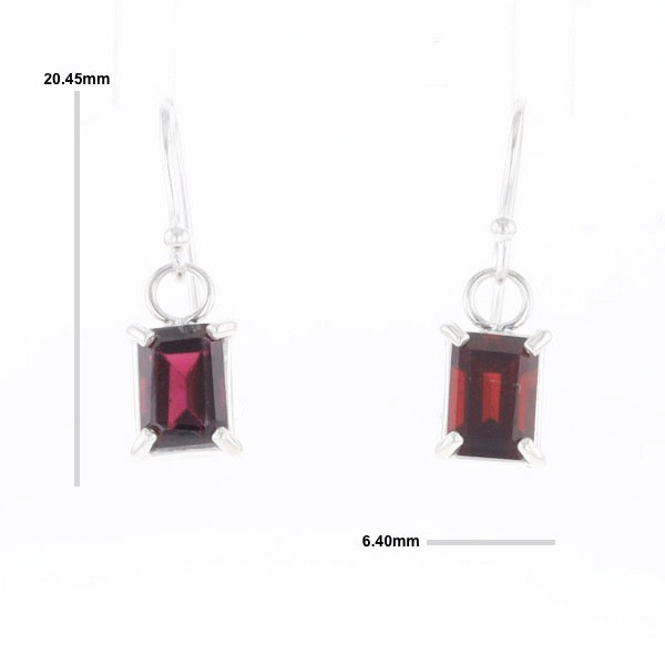 Emerald Cut Garnet Earrings