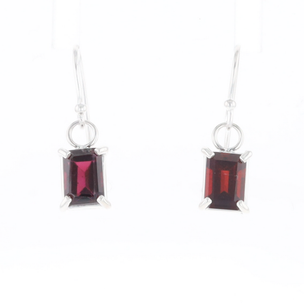 Emerald Cut Garnet Earrings