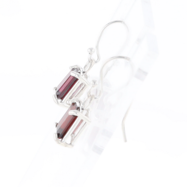 Emerald Cut Garnet Earrings