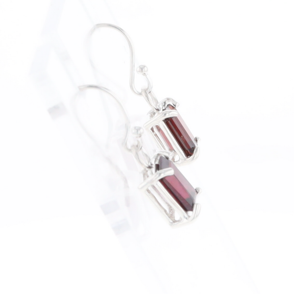 Emerald Cut Garnet Earrings
