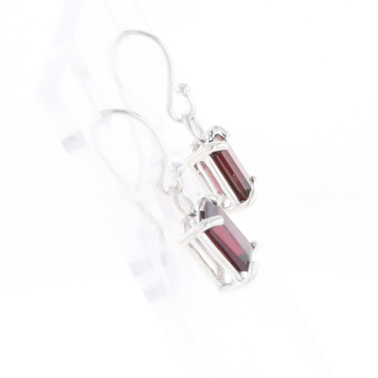 Emerald Cut Garnet Earrings