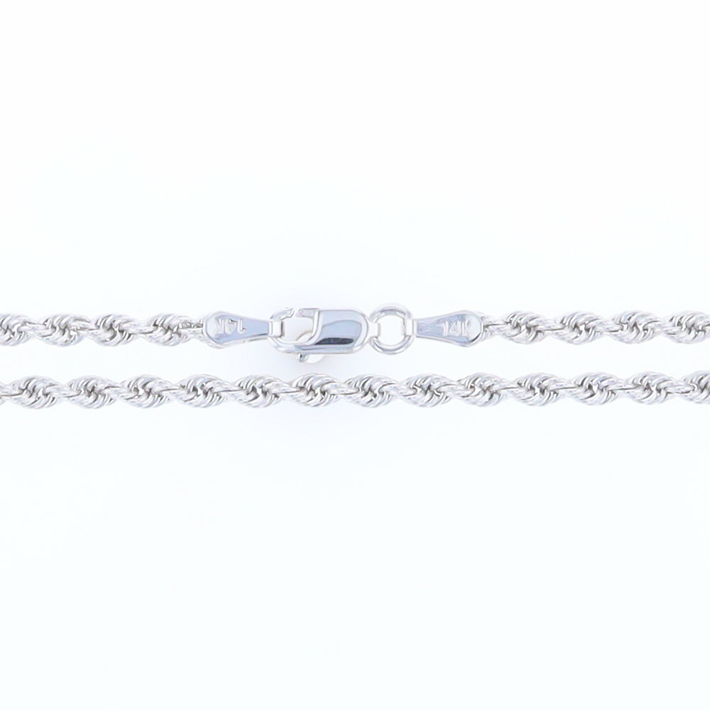 20" White Gold Solid Rope Chain