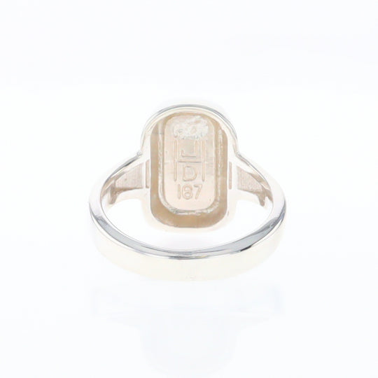 Sterling Silver Gold Quartz Inlaid Rectangular Ring - G3