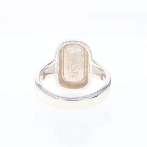 Sterling Silver Gold Quartz Inlaid Rectangular Ring - G3