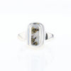 Sterling Silver Gold Quartz Inlaid Rectangular Ring - G3