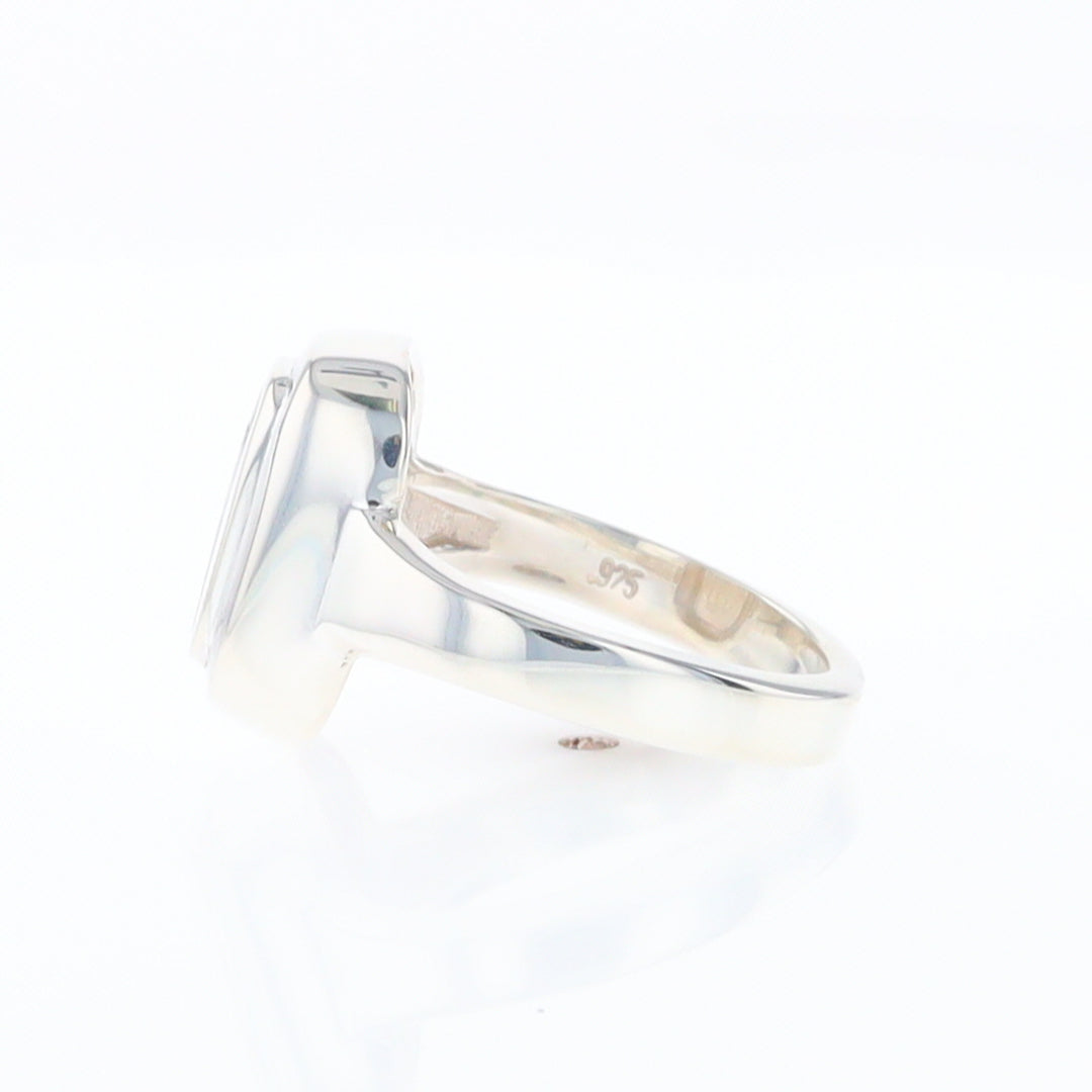 Sterling Silver Gold Quartz Inlaid Rectangular Ring - G3