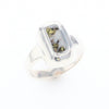 Sterling Silver Gold Quartz Inlaid Rectangular Ring - G3