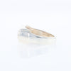 Sterling Silver Gold Quartz Inlaid Rectangular Ring - G3