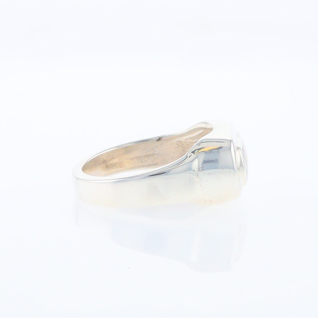 Sterling Silver Gold Quartz Inlaid Rectangular Ring - G3