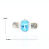 Sterling Silver Gold Quartz Inlaid Oval Blue Topaz Ring - G3