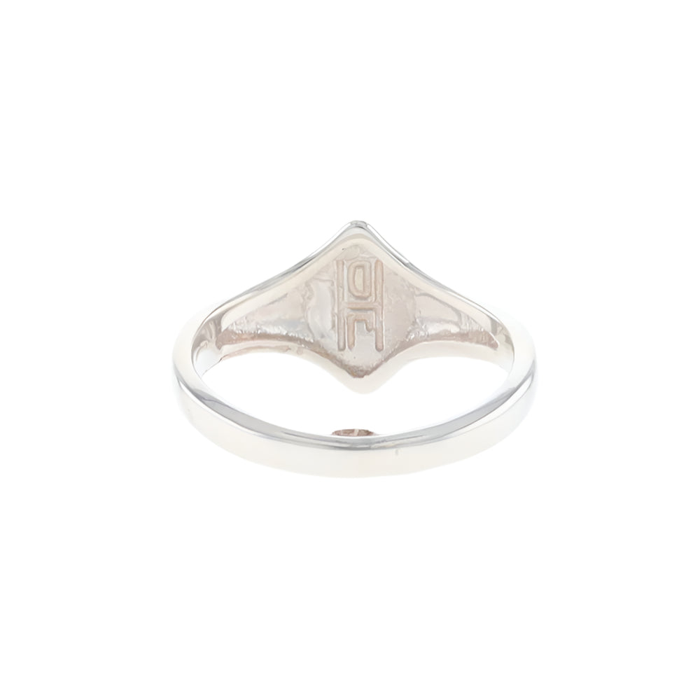 Sterling Silver Gold Quartz Inlaid Diamond Shaped Ring - G3