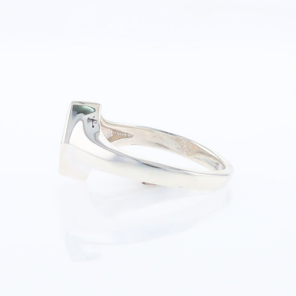 Sterling Silver Gold Quartz Inlaid Diamond Shaped Ring - G3