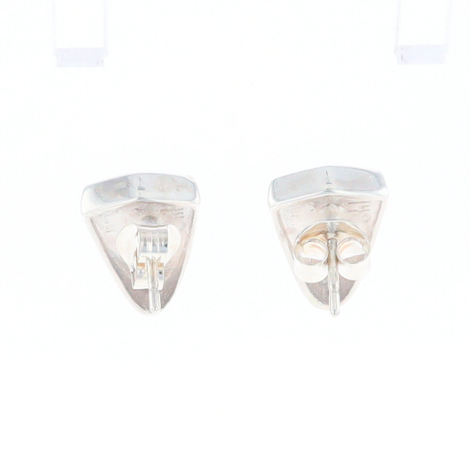 Sterling Silver Gold Quartz Inlaid Shield Stud Earrings - G3