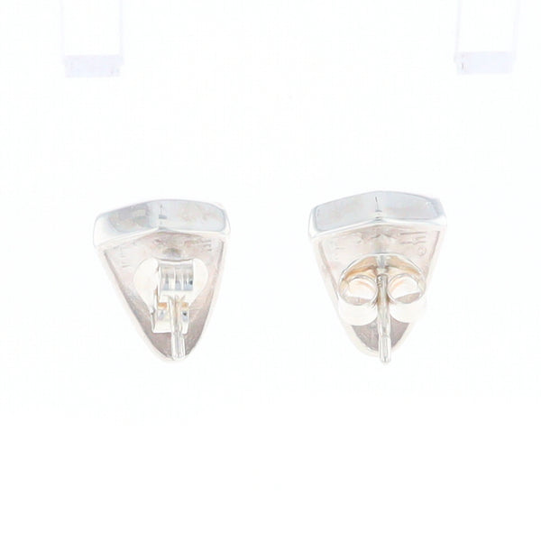 Sterling Silver Gold Quartz Inlaid Shield Stud Earrings - G3