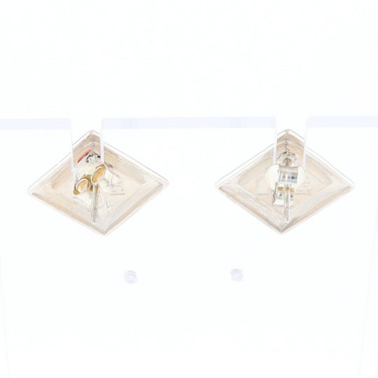 Sterling Silver Gold Quartz Inlaid Square Stud Earrings - G3