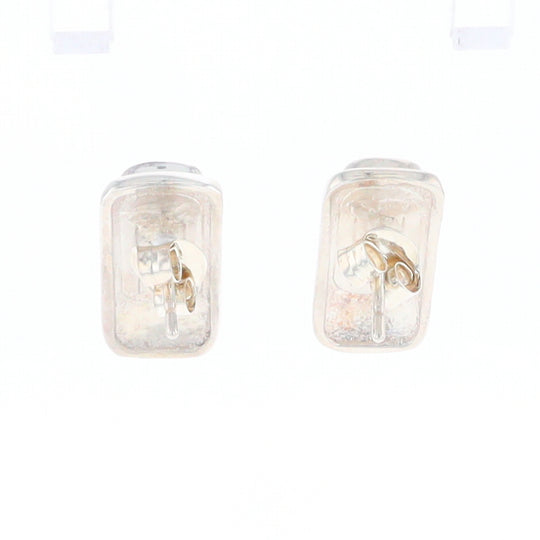 Gold Quartz Inlaid Rectangle Stud Earrings - G3