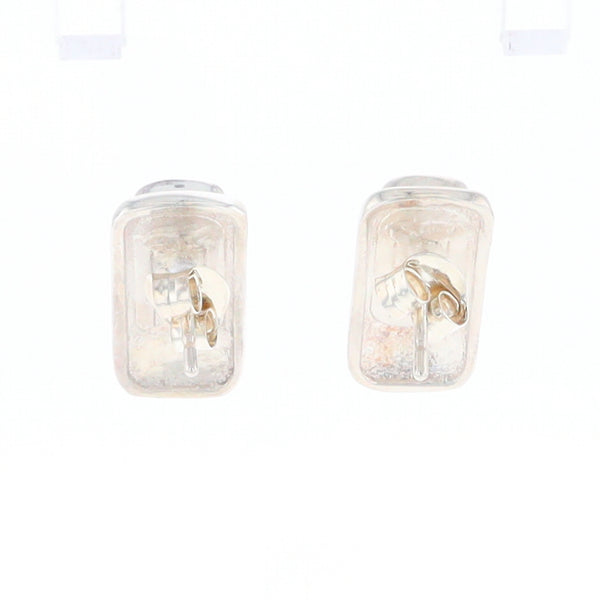 Gold Quartz Inlaid Rectangle Stud Earrings - G3