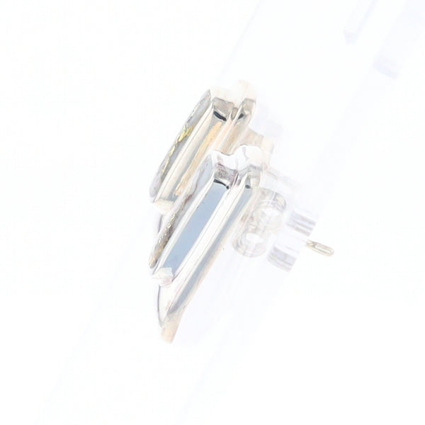 Gold Quartz Inlaid Rectangle Stud Earrings - G3