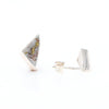 Sterling Silver Gold Quartz Inlaid Triangle Stud Earrings - G3