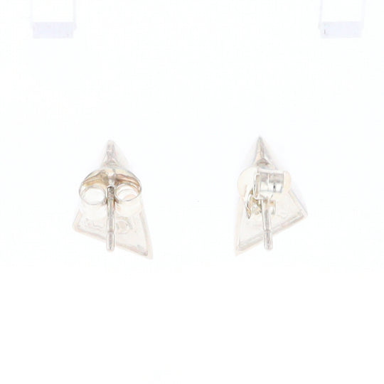 Sterling Silver Gold Quartz Inlaid Triangle Stud Earrings - G3