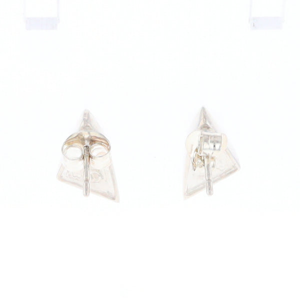 Sterling Silver Gold Quartz Inlaid Triangle Stud Earrings - G3