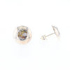 Sterling Silver Gold Quartz Inlaid Circle Stud Earrings - G3