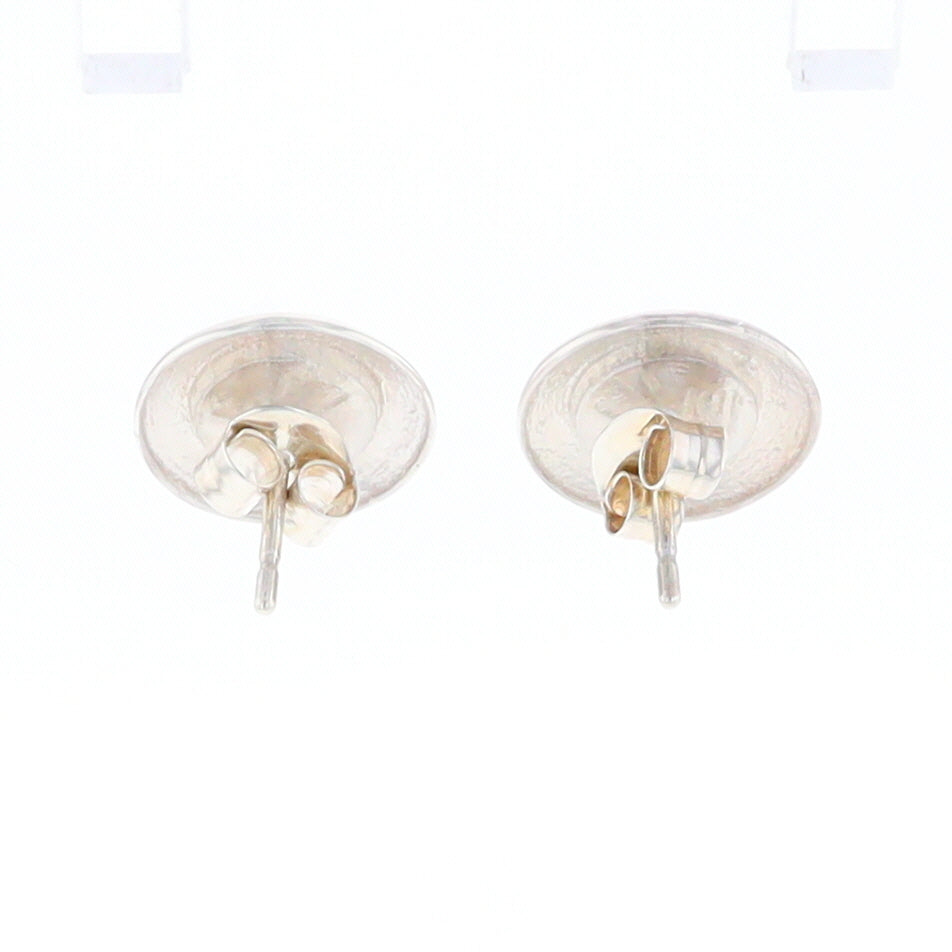 Sterling Silver Gold Quartz Inlaid Circle Stud Earrings - G3