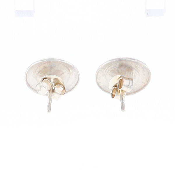 Sterling Silver Gold Quartz Inlaid Circle Stud Earrings - G3