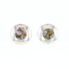 Sterling Silver Gold Quartz Inlaid Circle Stud Earrings - G3