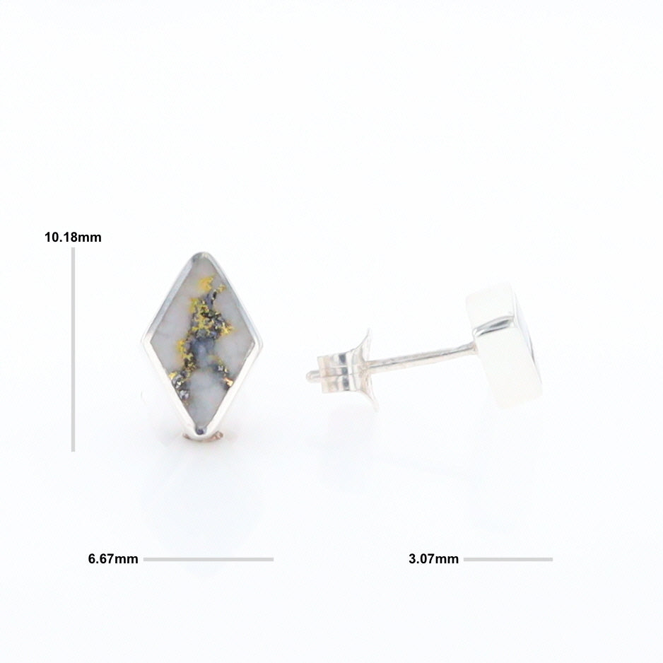 Sterling Silver Gold Quartz Inlaid Diamond Stud Earrings - G3