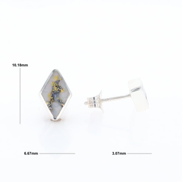 Sterling Silver Gold Quartz Inlaid Diamond Stud Earrings - G3