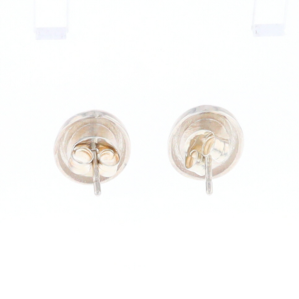 Sterling Silver Gold Quartz Inlaid Oval Stud Earrings - G3