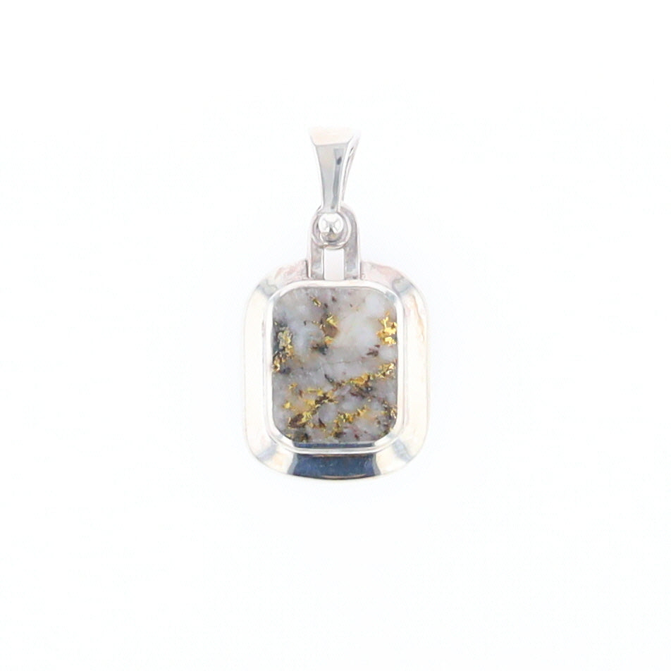 Gold Quartz Rounded Rectangle Pendant