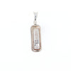 Sterling Silver Gold Quartz Invlaid Rectangle Bar Pendant - G3