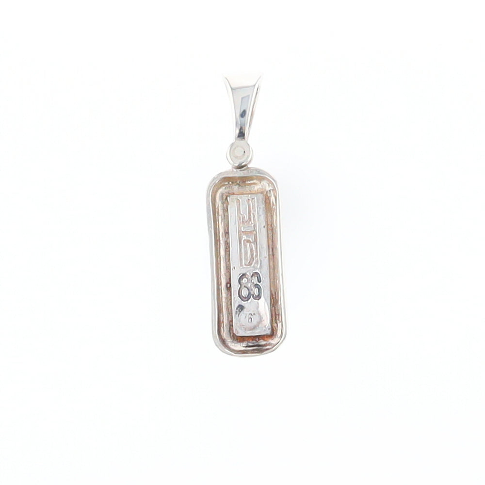 Sterling Silver Gold Quartz Invlaid Rectangle Bar Pendant - G3