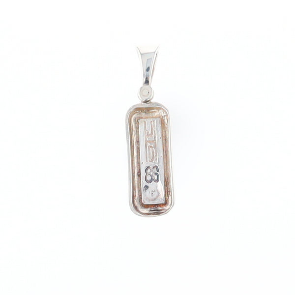 Sterling Silver Gold Quartz Invlaid Rectangle Bar Pendant - G3